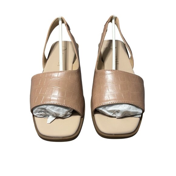 Journee Brinsley 6.5M Tan Faux Crocodile Slingback Sandals Womens - Picture 8 of 12